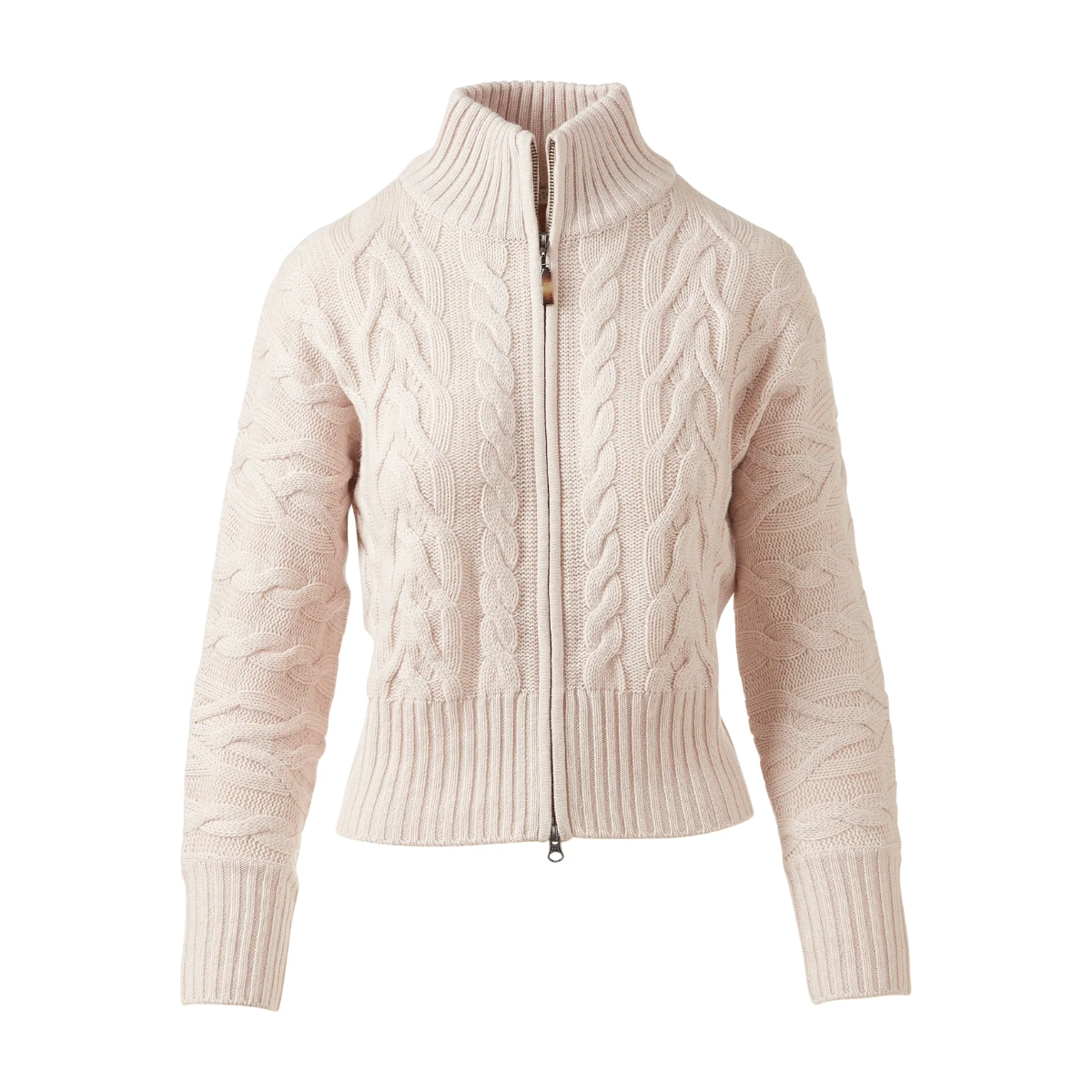 Luxe Cable Zip Cardigan - Canvas