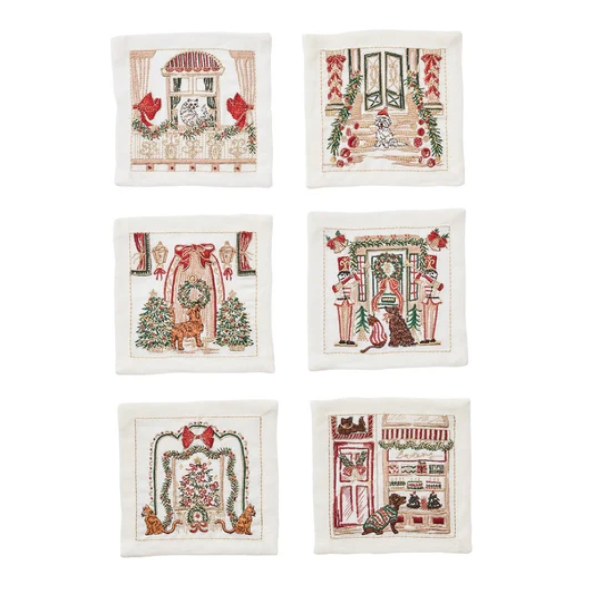 Holiday Paws Cocktail Napkins Boxed Set of 6