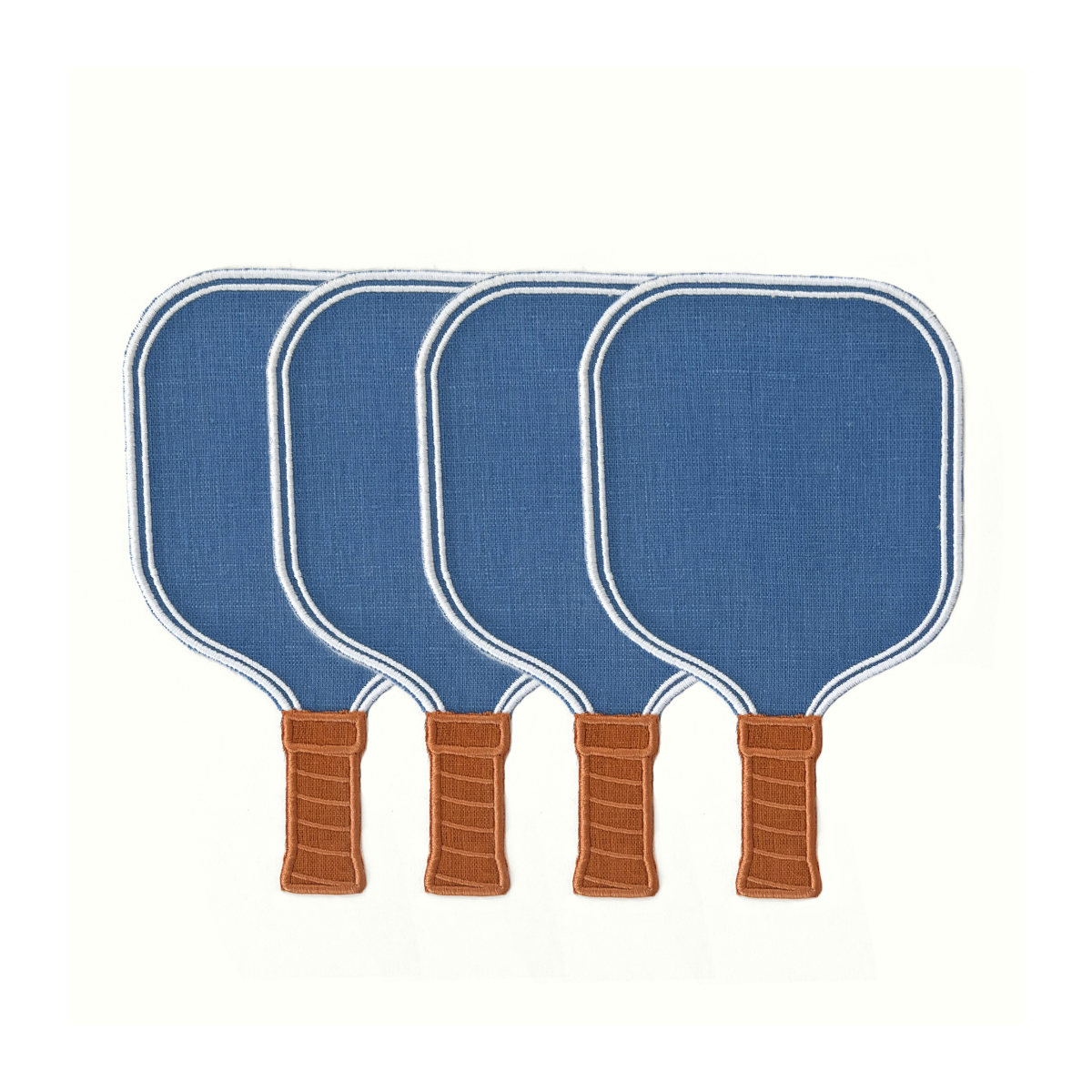 Pickleball Paddle Blue Linen Cocktail Napkins Set of 4