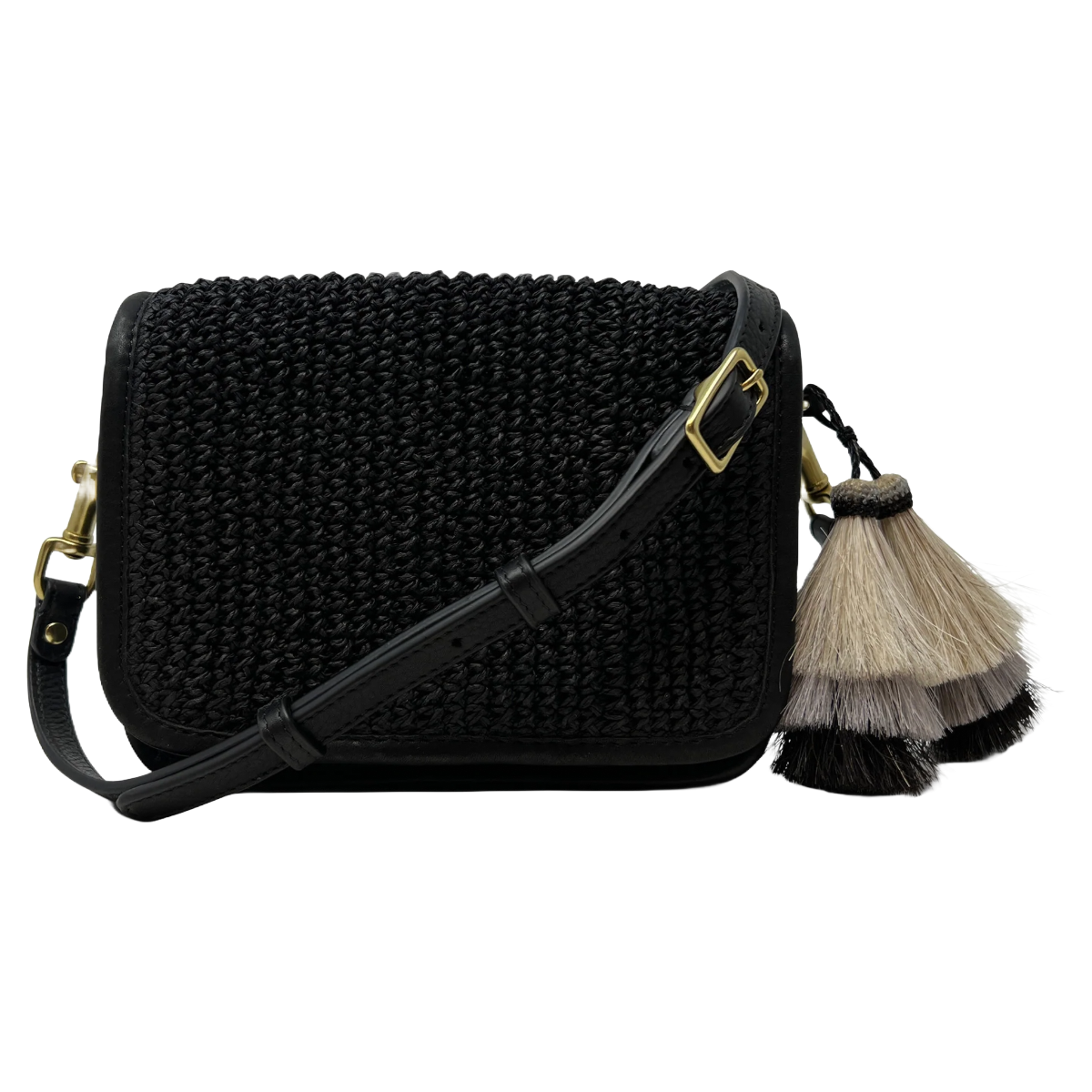 Raffia Mini Mia Bag - Black