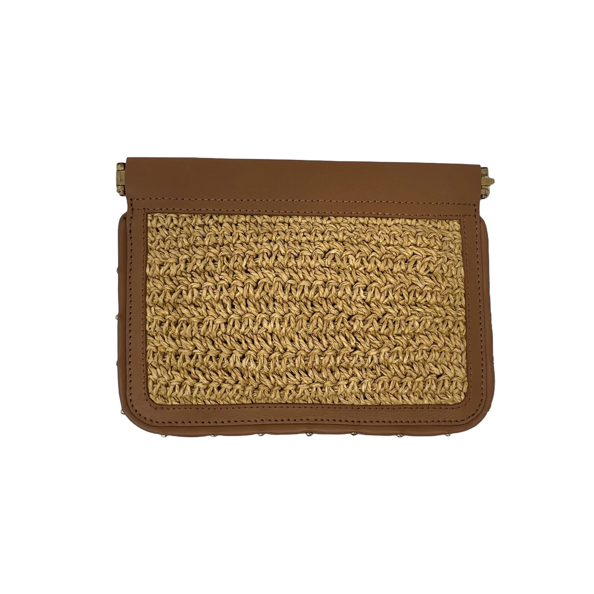 Small Snap Raffia Pouch - Natural