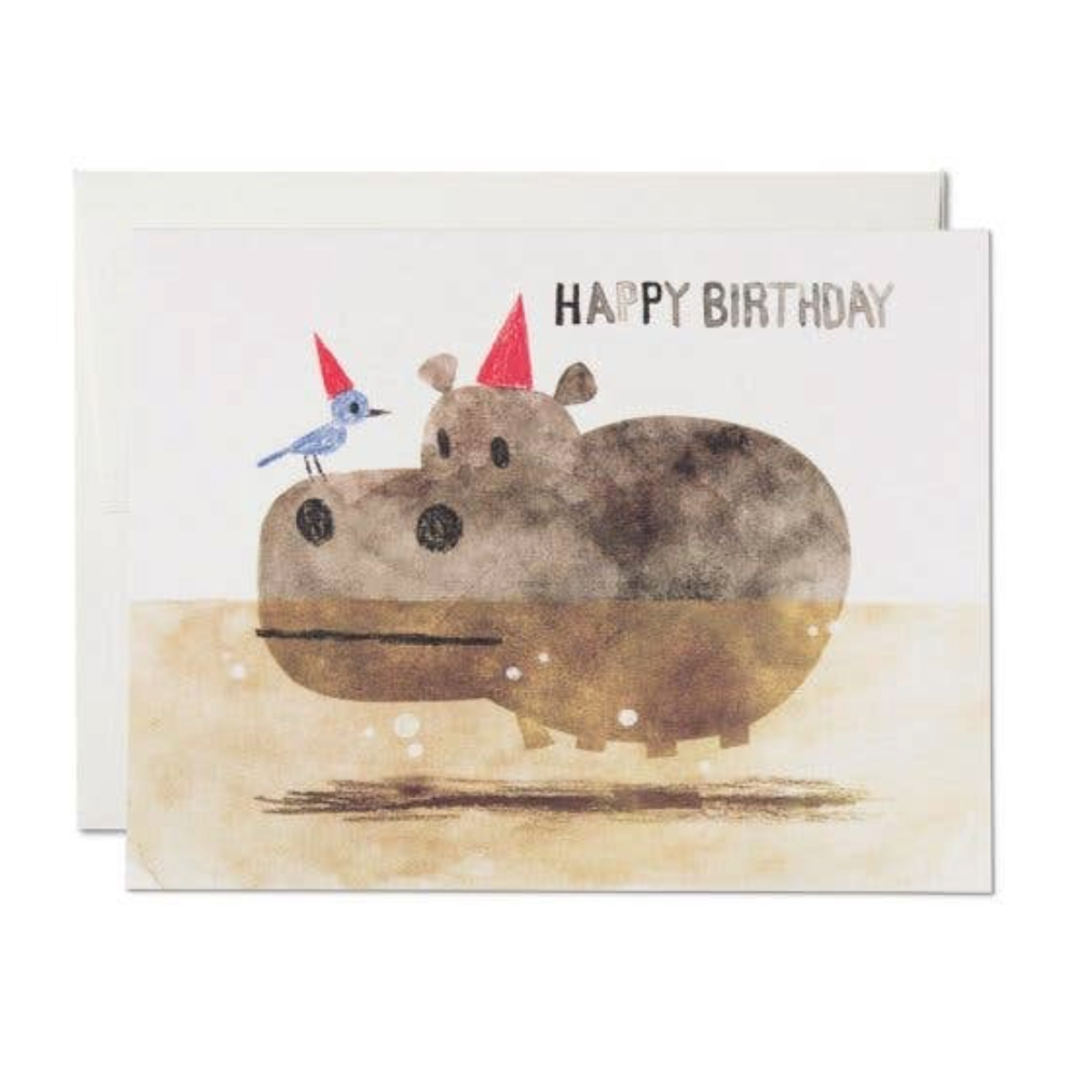 Bird and Hippo Birthday Card