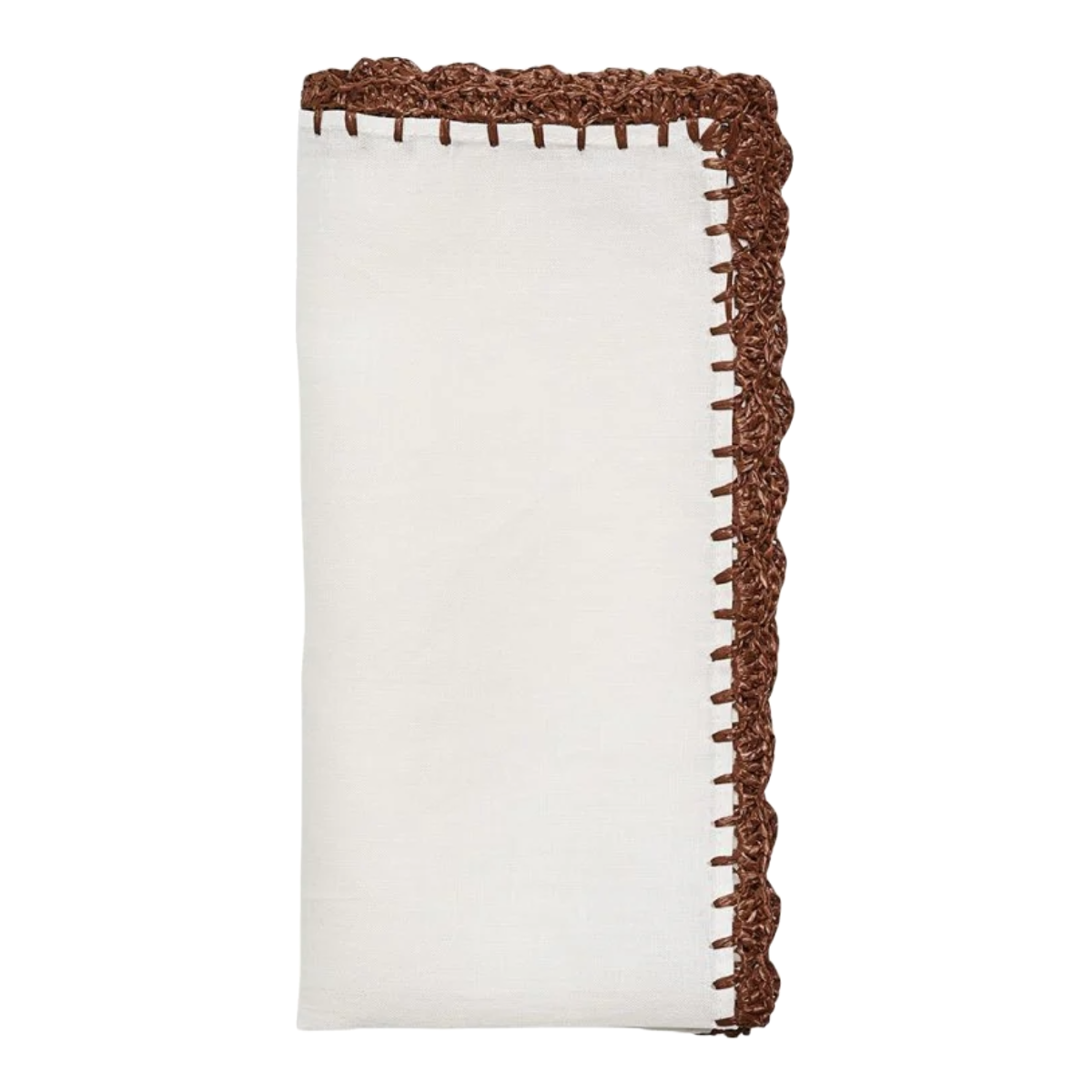 Shell Edge Napkin Set/4 - White & Brown
