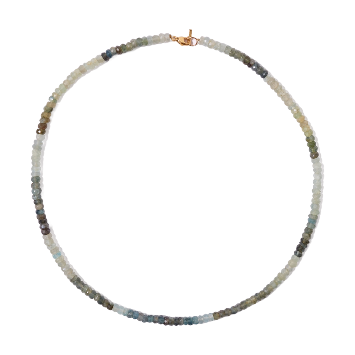 14K Moss Aquamarine Bead Necklace