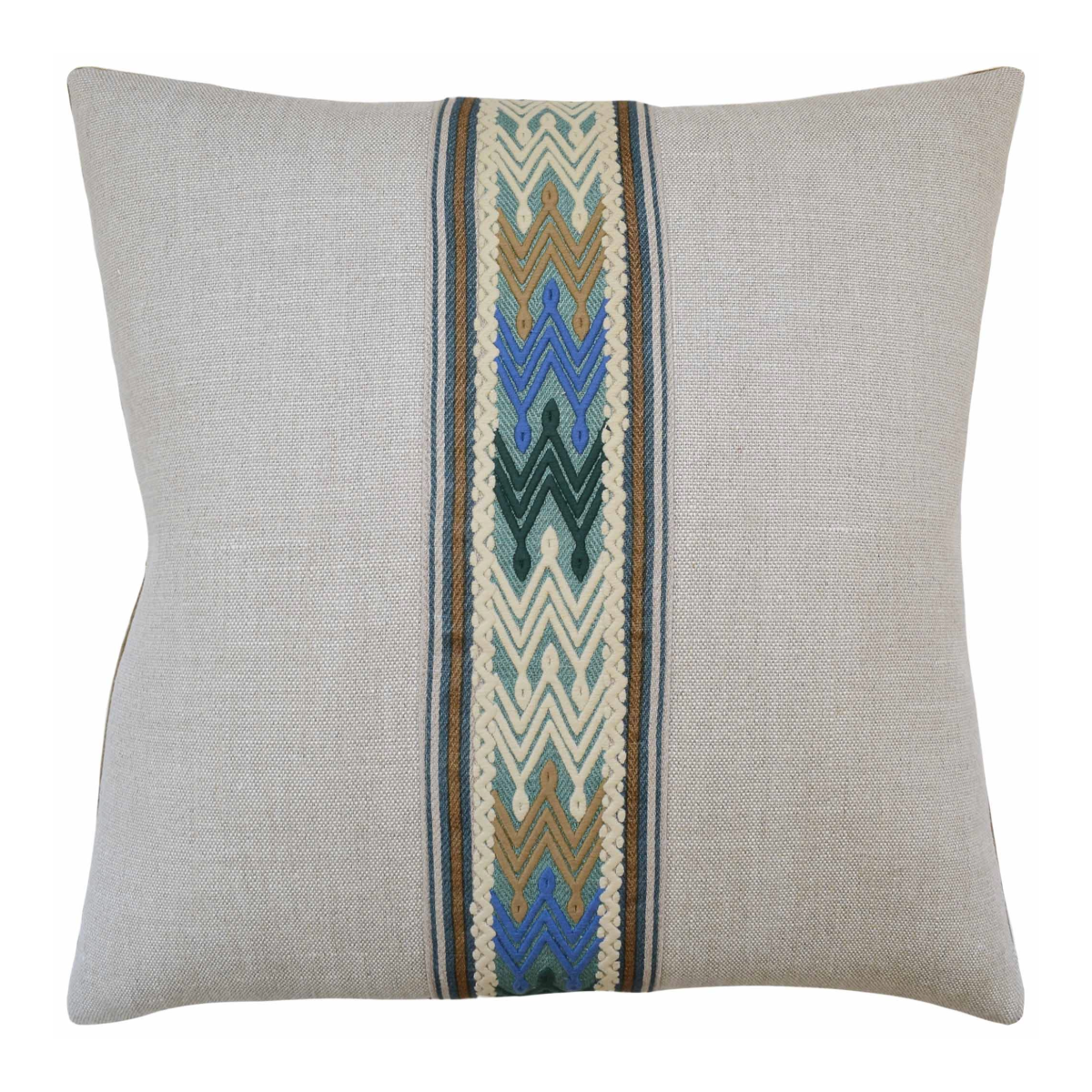 Giorgio Linen Tana Tape Pillow - Lagoon/Teal