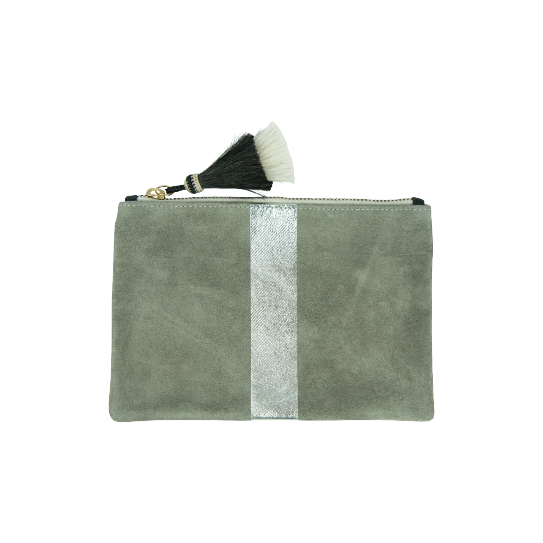 Storm Silver Suede Small Pouch