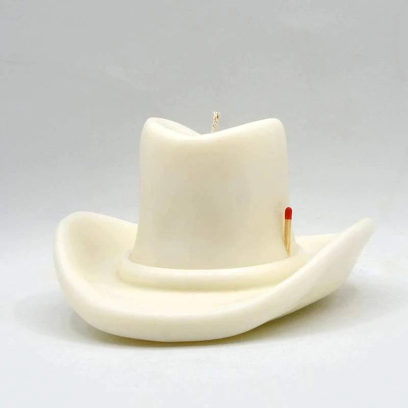 Belle Star Cowboy Hat Candle - White