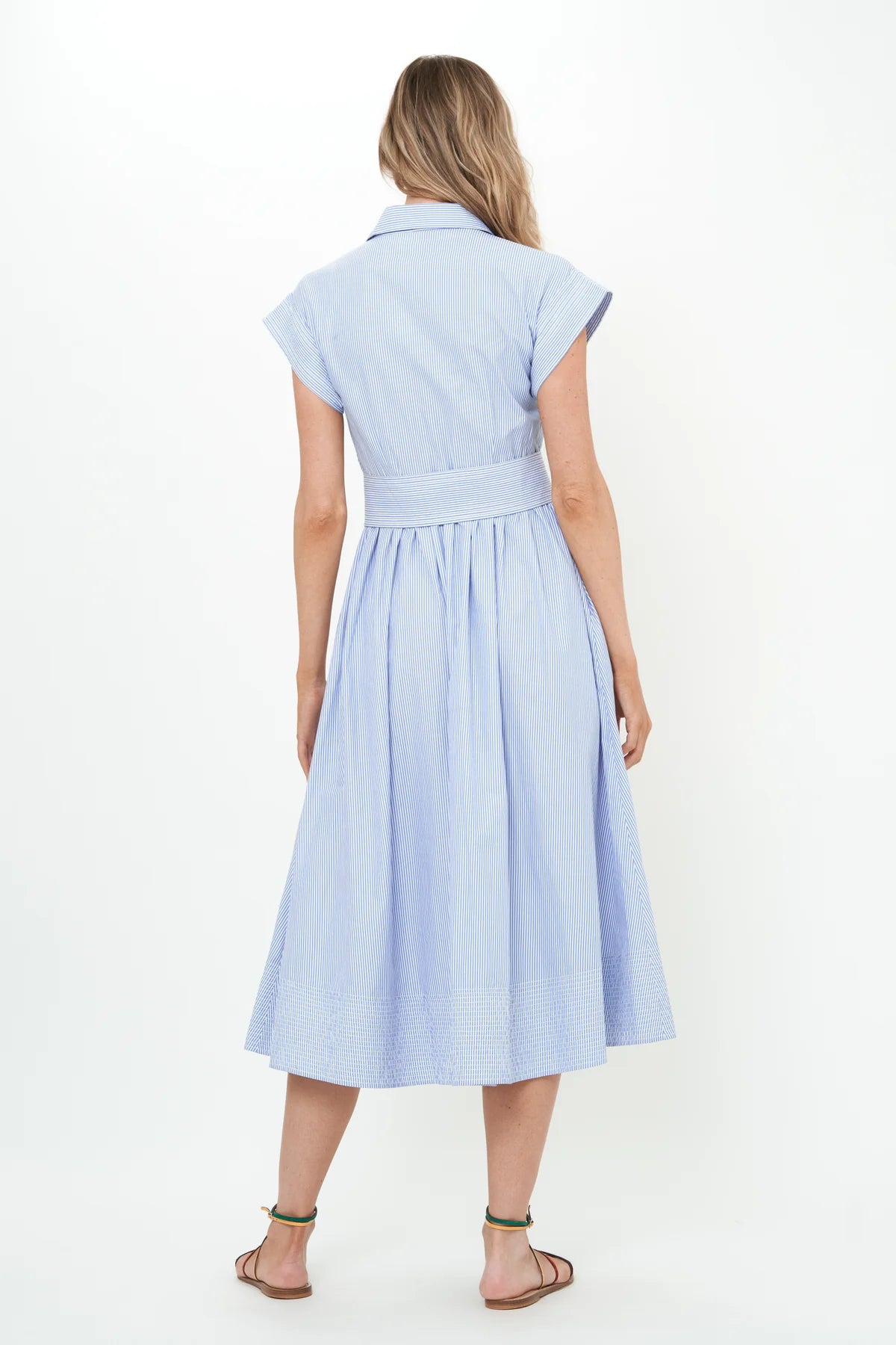 Belted Shirt Dress - Chatham Blue