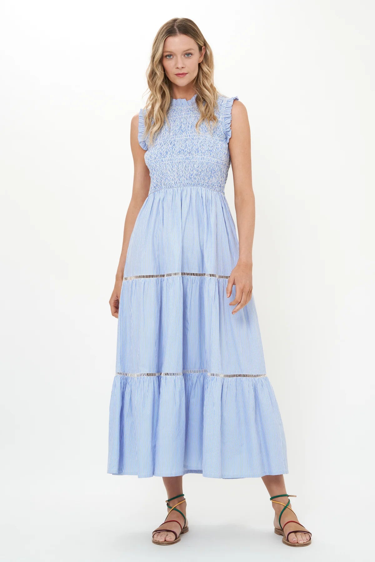 Sleeveless Smocked Maxi - Chatham Blue