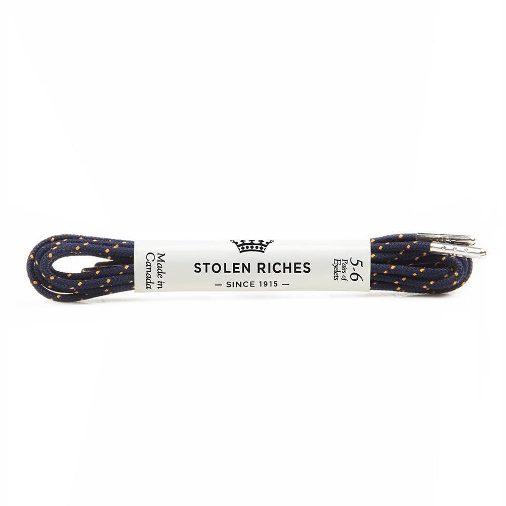 Dress Shoelaces - Navy Polka Dot