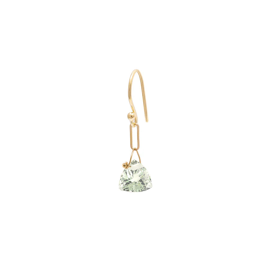 Gemstone Paper Clip Earrings - Green Amethyst