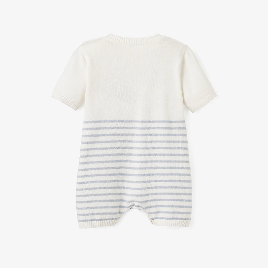 Whale Stripe Knit Shortall Romper