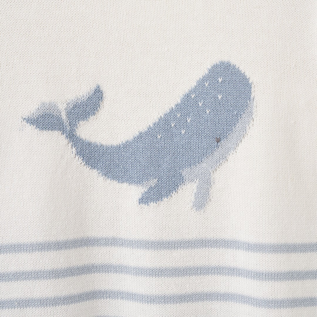 Whale Stripe Knit Shortall Romper