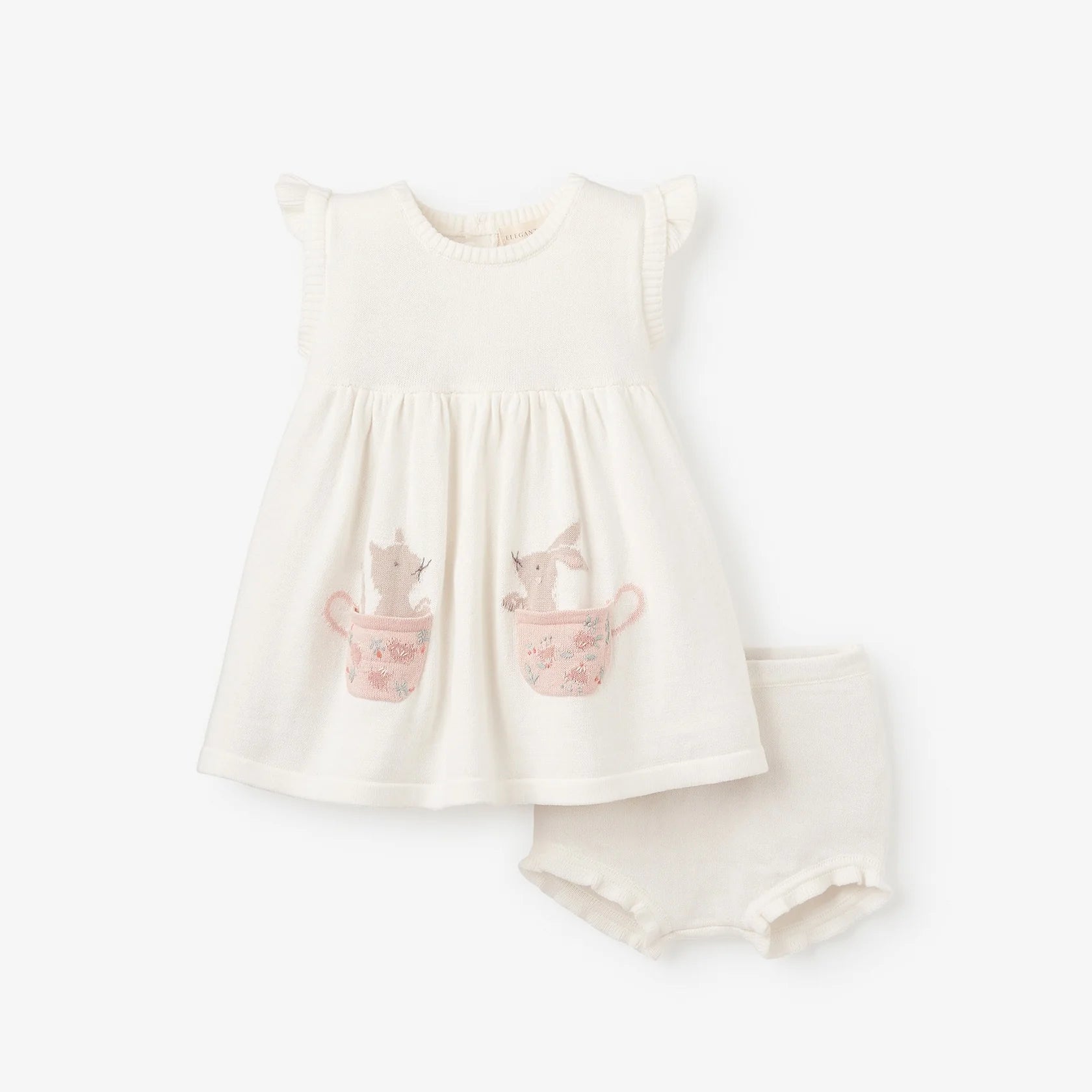 Tea Party Flutter Sleeve Knit Dress