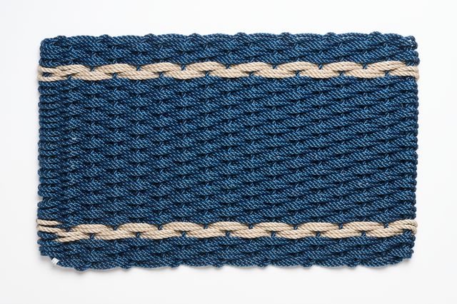 Doormat - Navy w/ Two Sand Stripes
