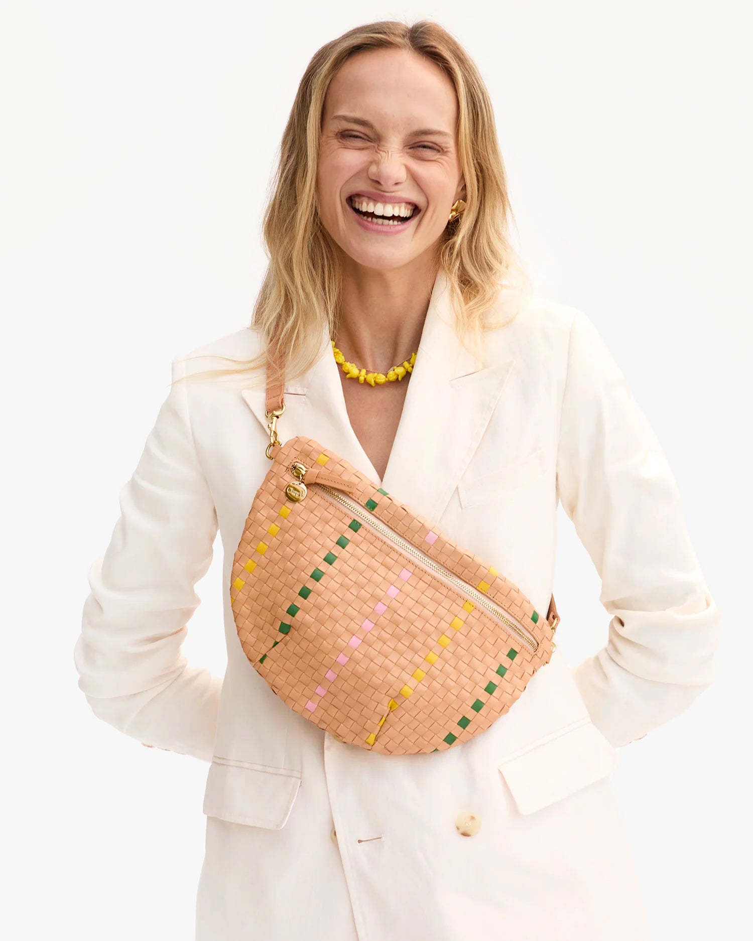 Grande Fanny - Bisque Woven Checker w/ Stripe