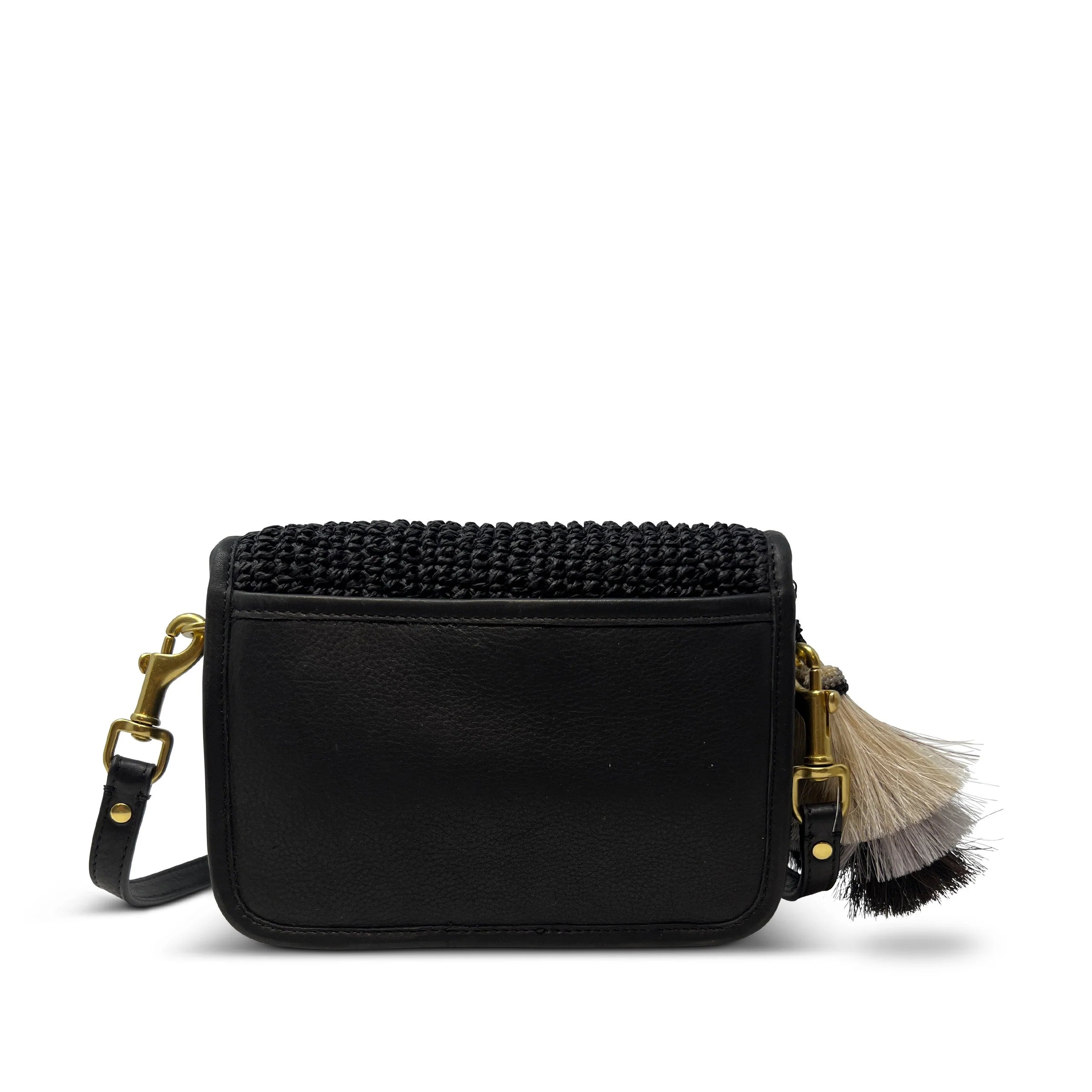 Raffia Mini Mia Bag - Black