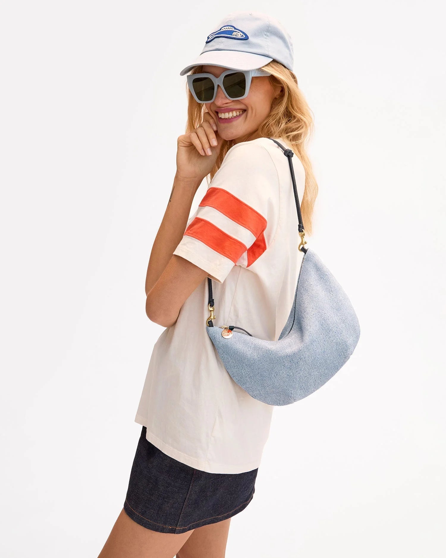 Lune Handbag - Light Blue Denim Suede