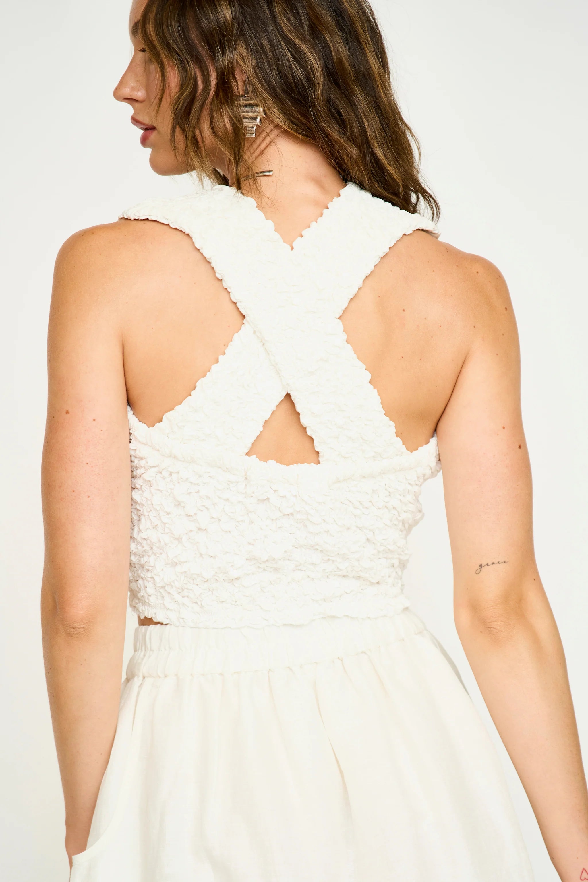 Lucia Smocked Top - White