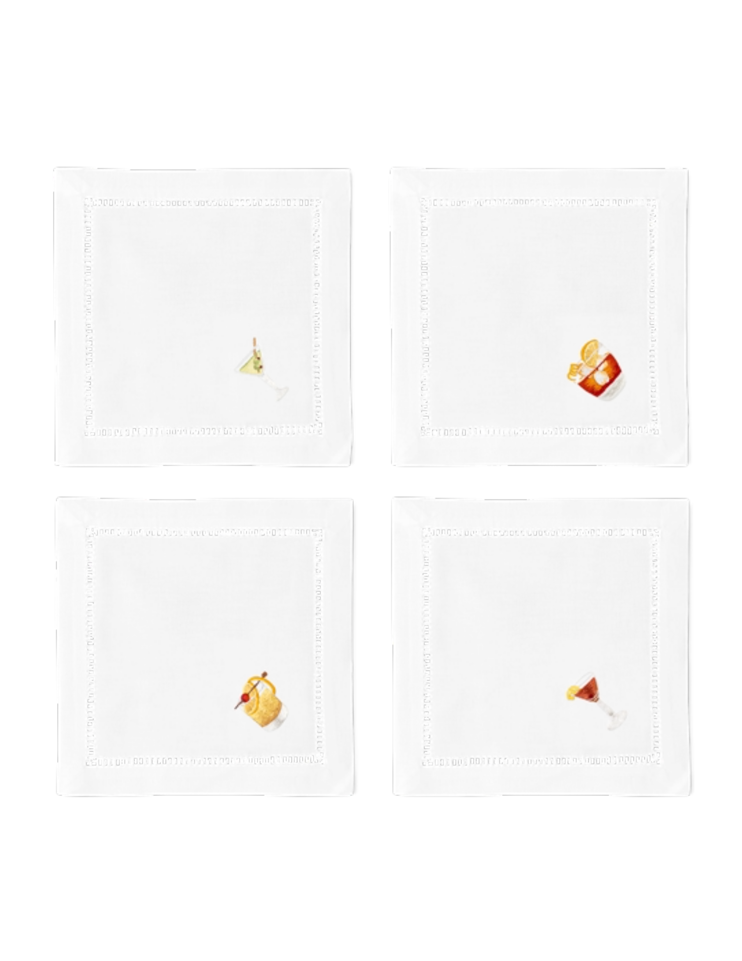 Cocktail Napkins Set of 4 - Classic Drinks
