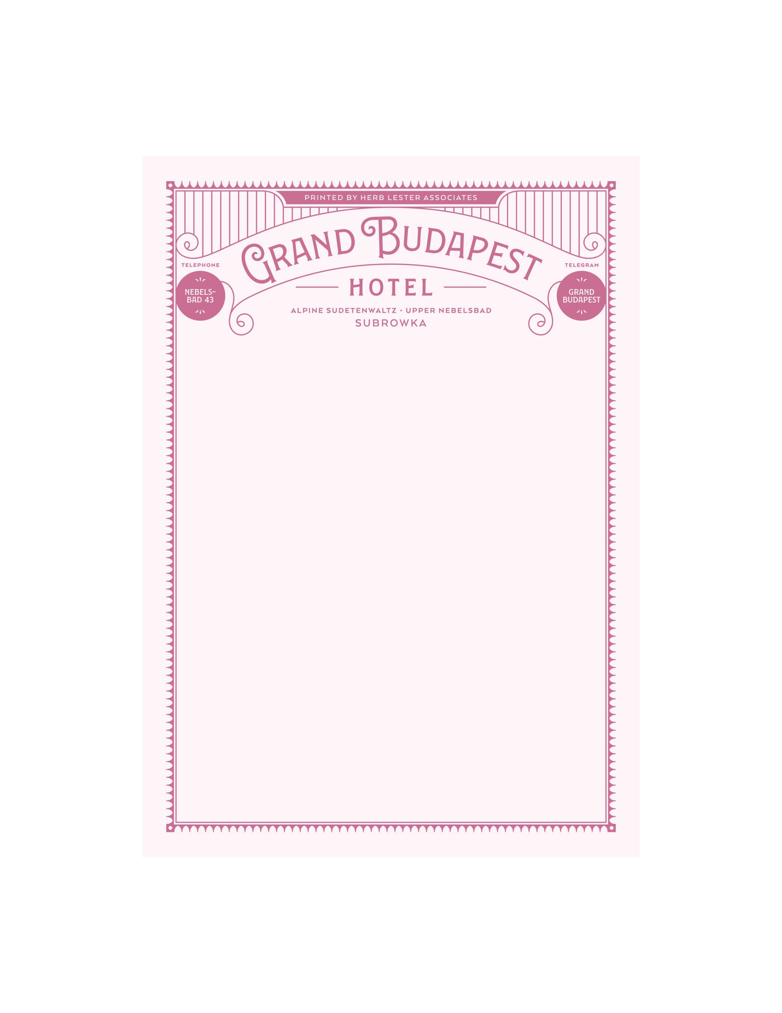 Grand Budapest Hotel: Fictional Hotel Notepad Set