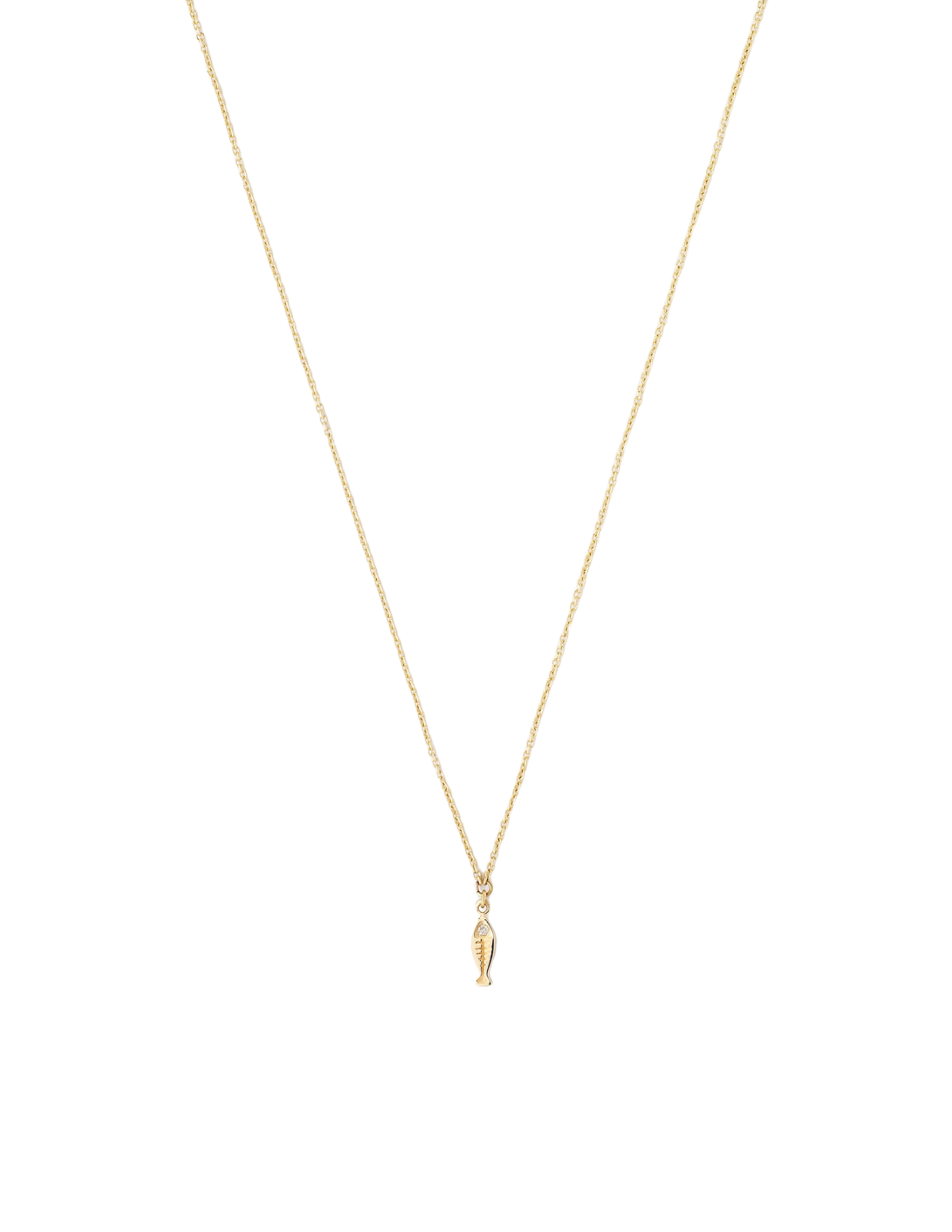 Gold Fish Necklace with Diamond Inlay