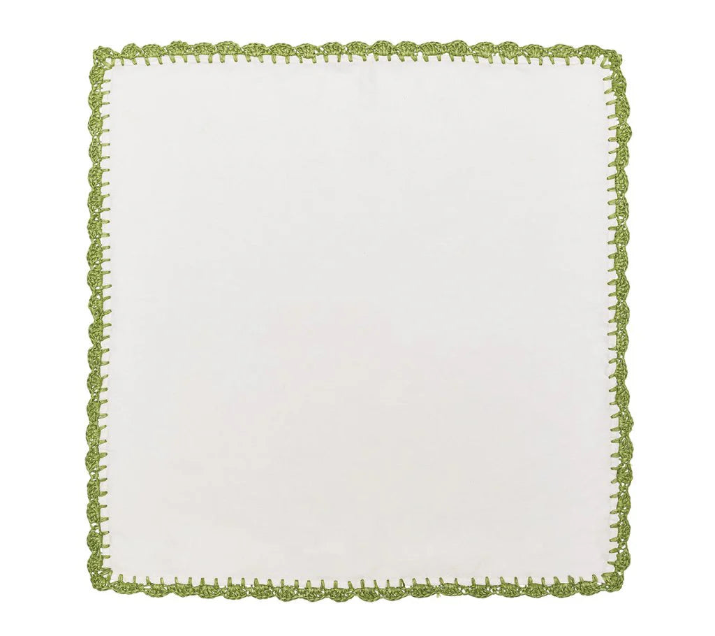 Shell Edge Napkin Set/4 - White & Green