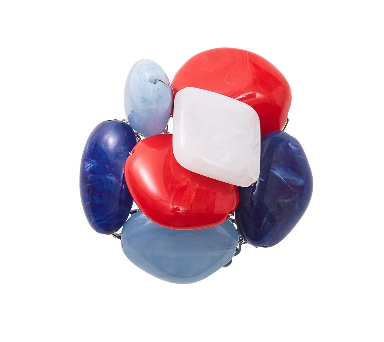 Sea Stone Napkin Ring Set/4 - Red/White/Blue