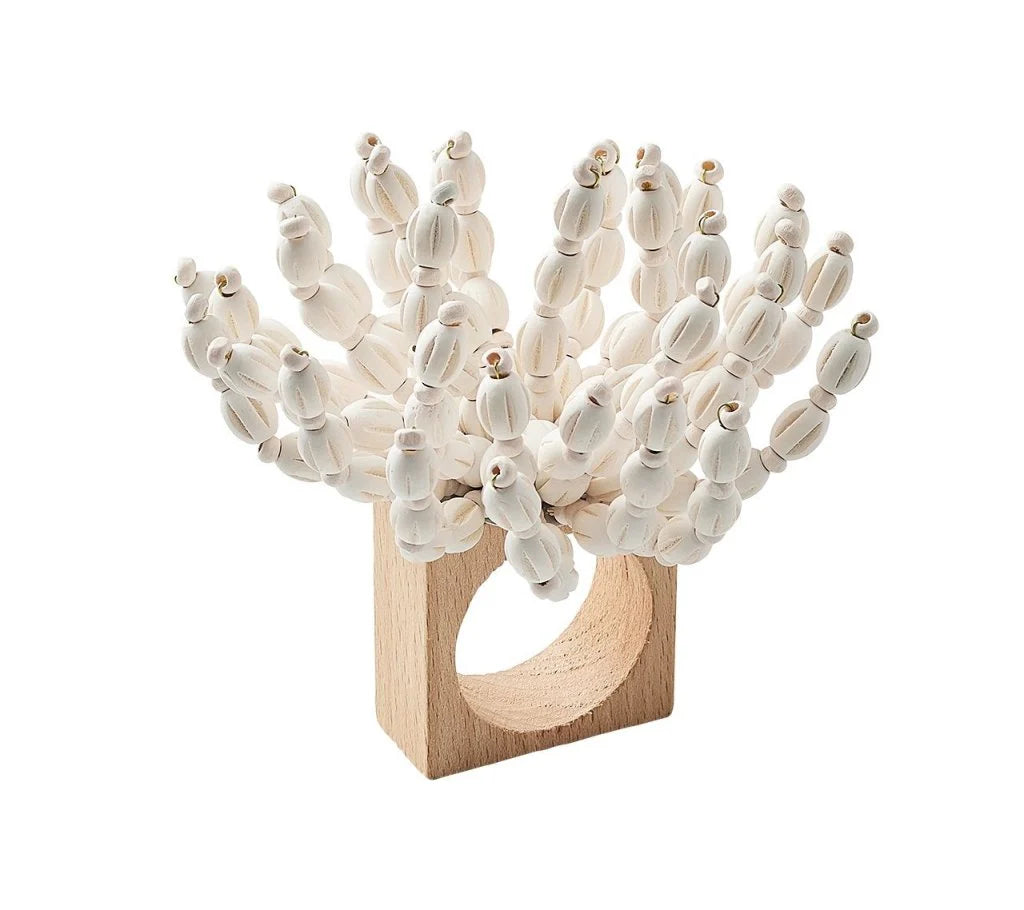 Reed Napkin Ring Set/4 - White