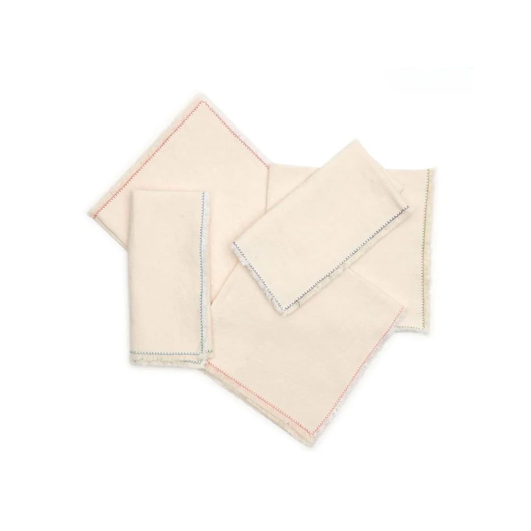 Nomad Stitch Fringe Napkin Set of 4 - Coral