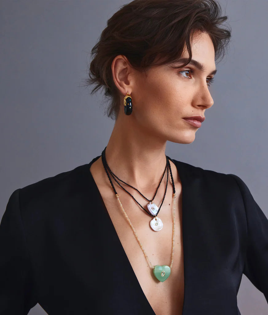 Organic Hoops - Studded Onyx