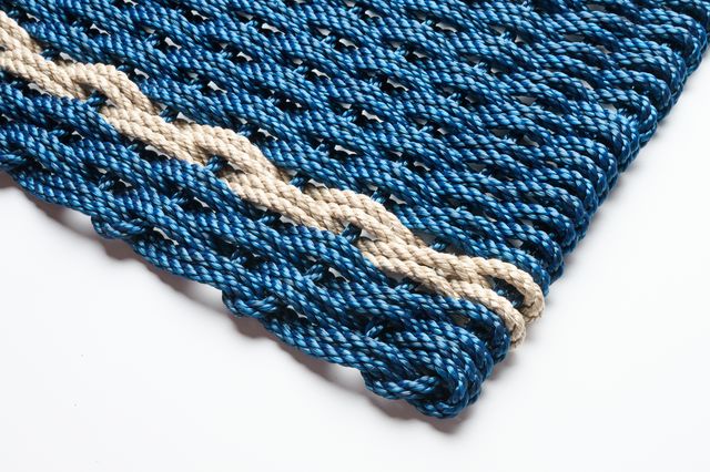 Doormat - Navy w/ Two Sand Stripes