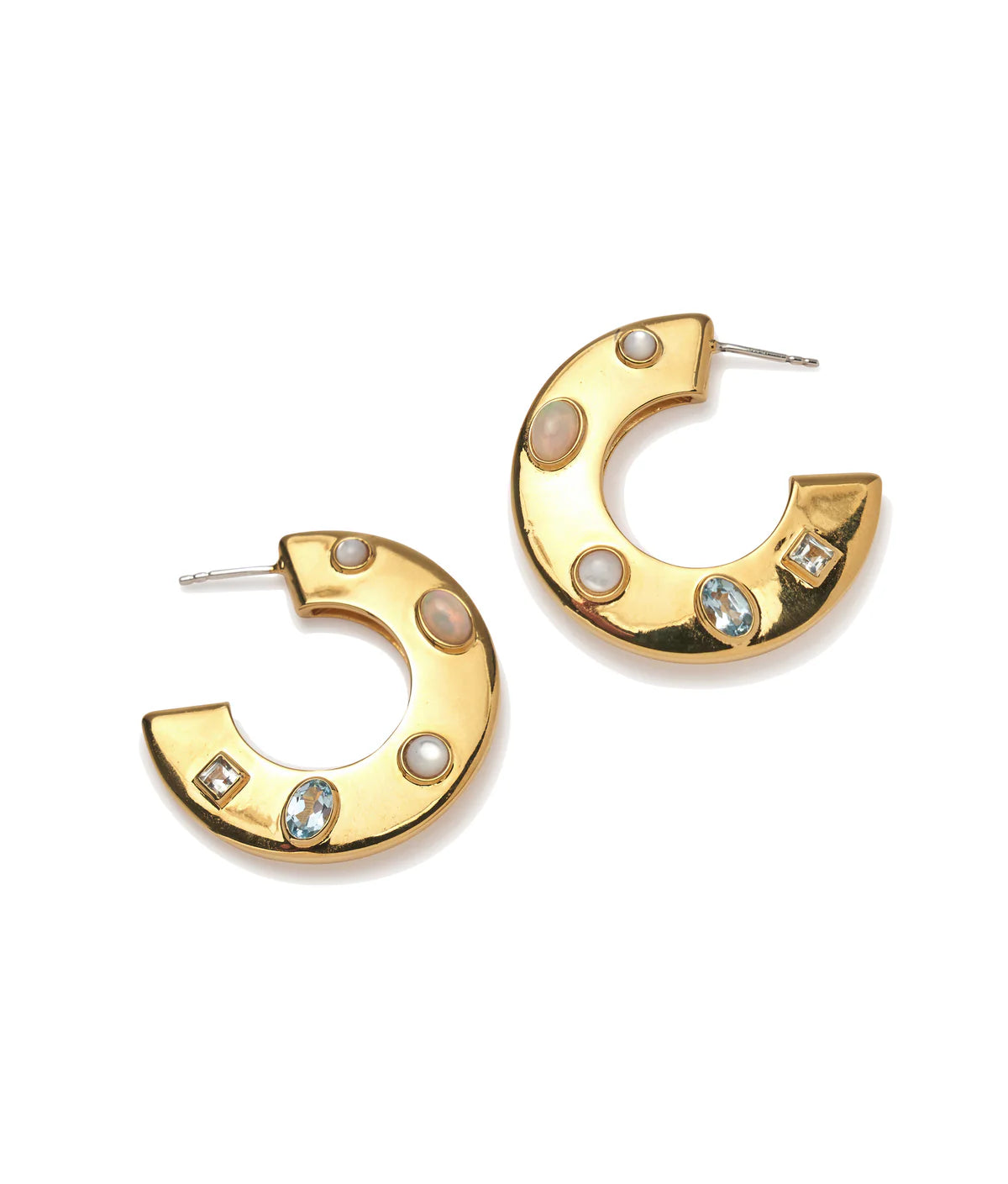 Saucer Hoops in Dotted Pearl