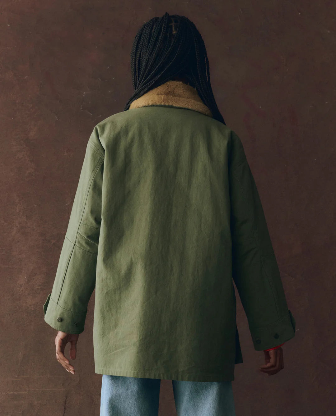 The Quilted Liner Parka - Army with Hot Orange