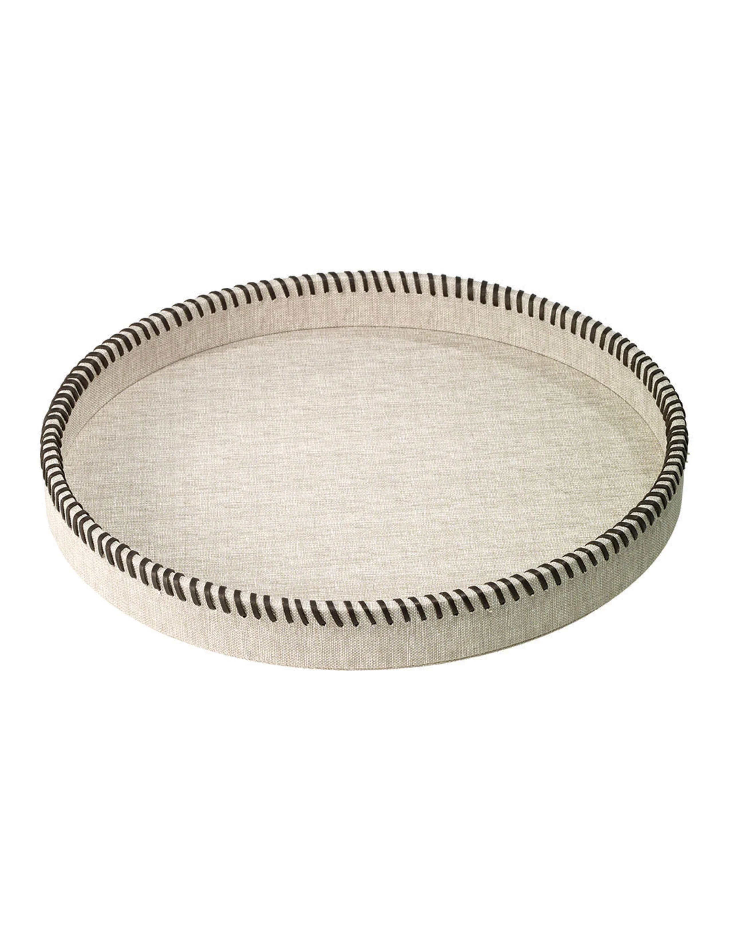 Round Whipstitch Tray - Beige