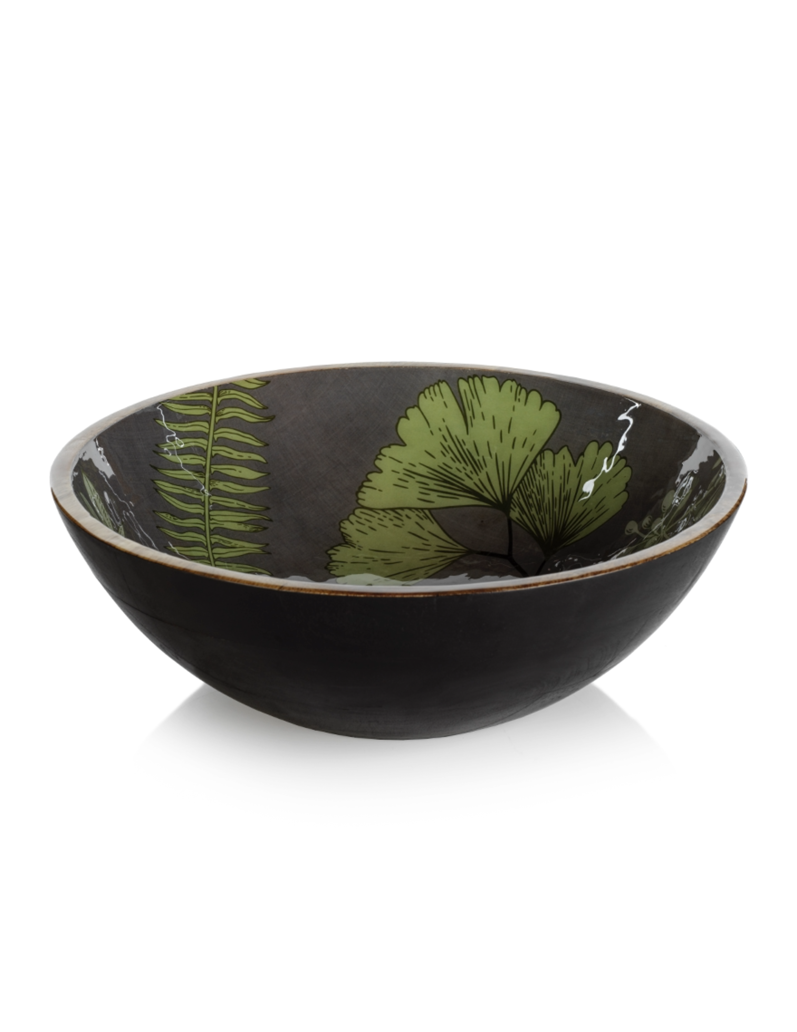 Light Grey Botanical Garden Mango Wood Bowl - Large
