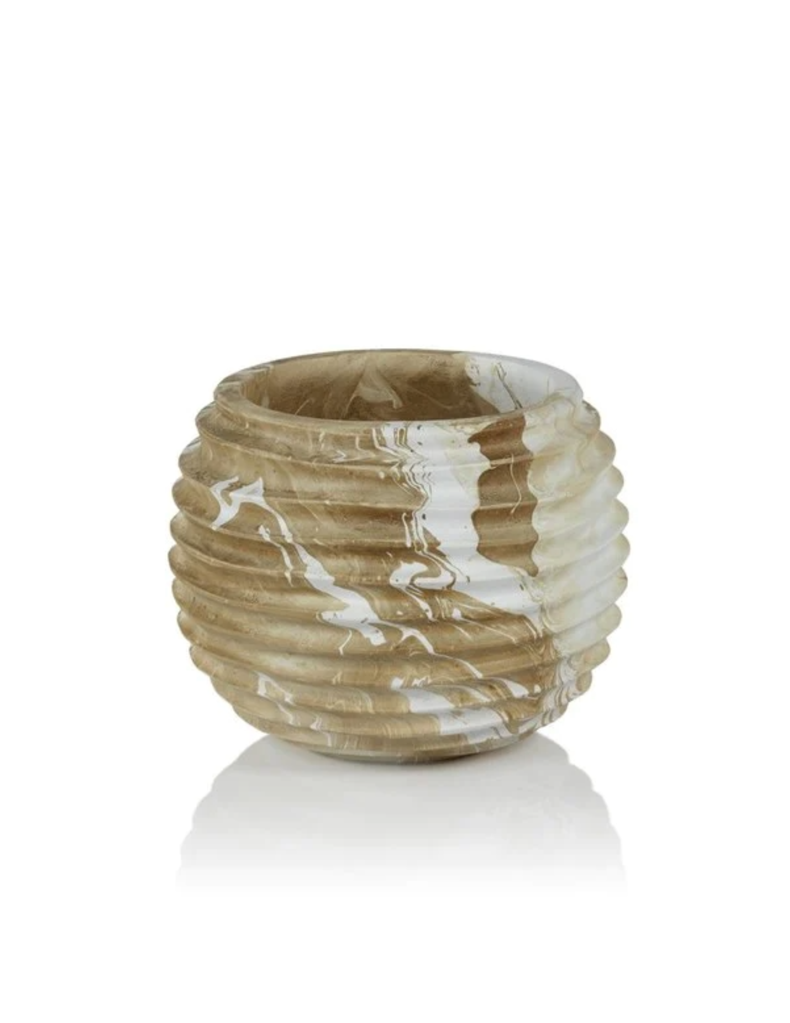 Mango Wood Marbleized Cocoon Pot - Medium