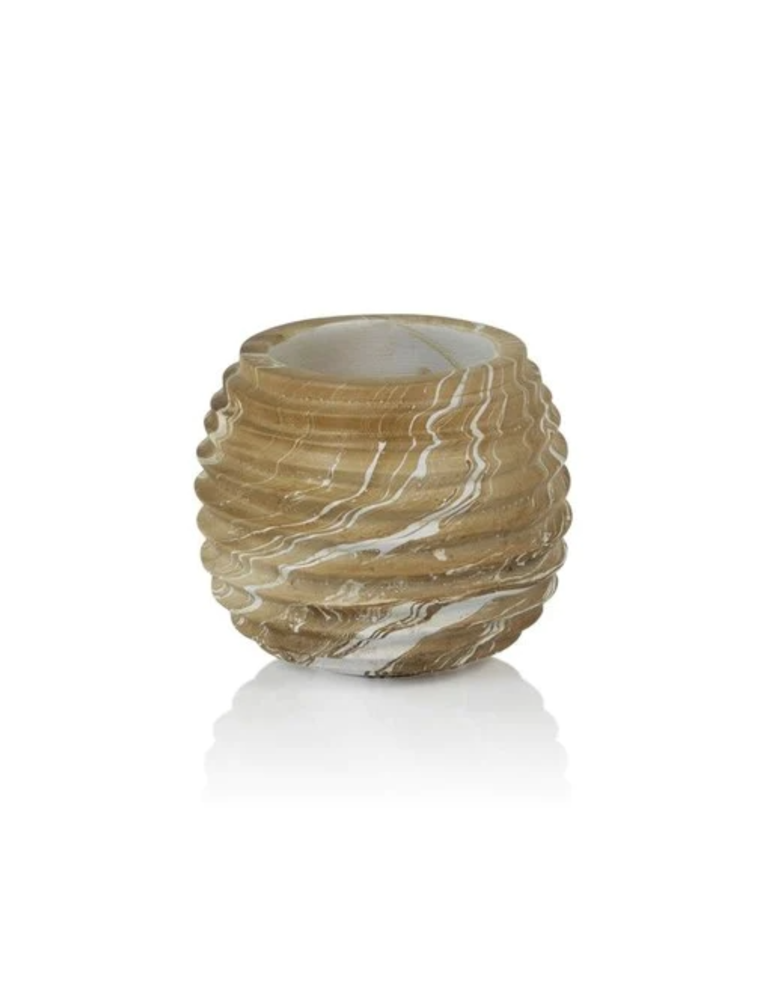 Mango Wood Marbleized Cocoon Pot - Small