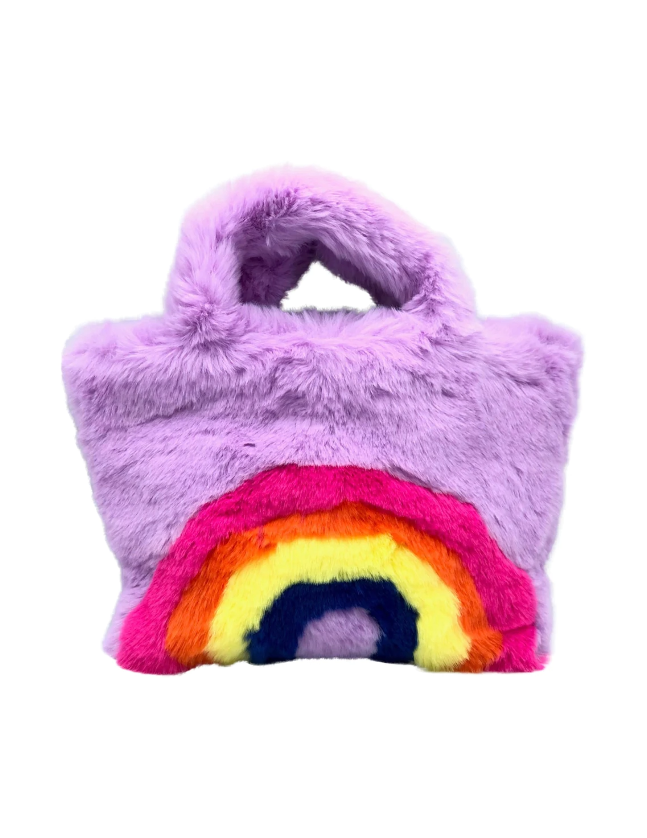 Fuzzy Rainbow Purse - Purple