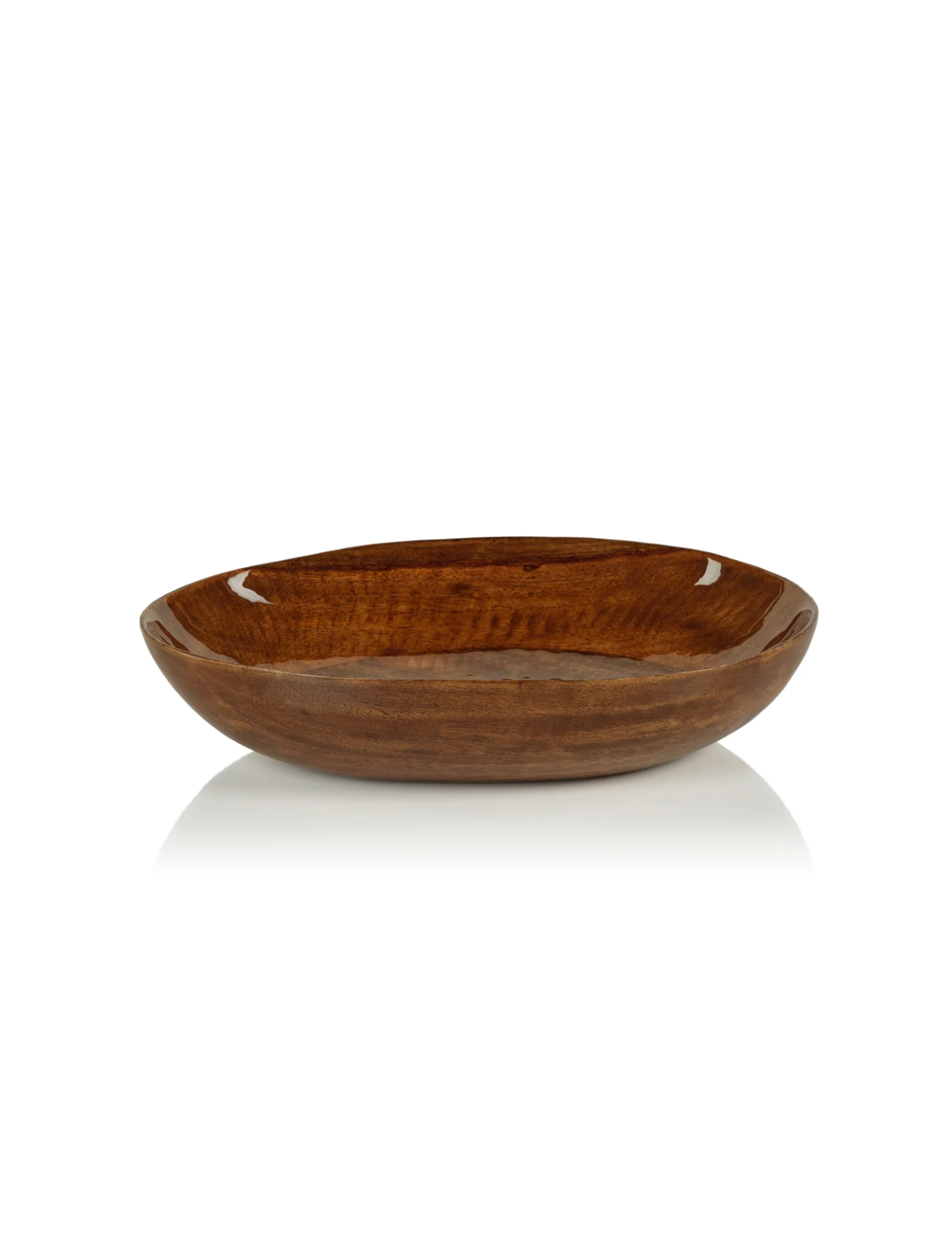 Walnut Enamel Oval Mango Wood Bowl - Small