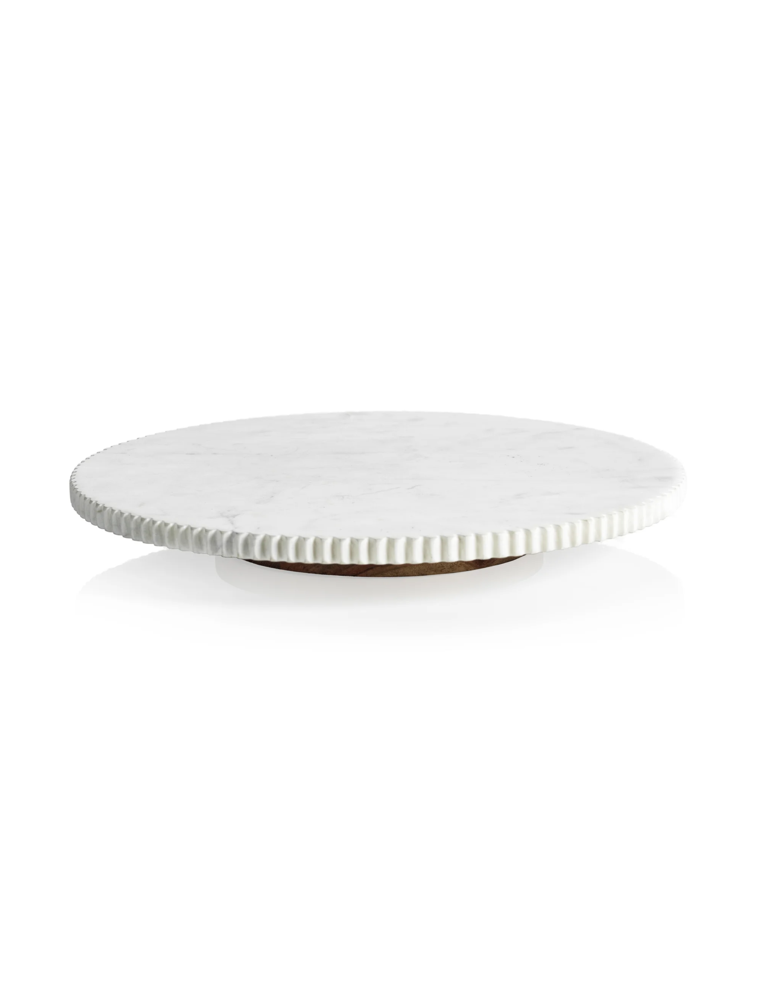 Ribbed Finish White Marble Lazy Susan