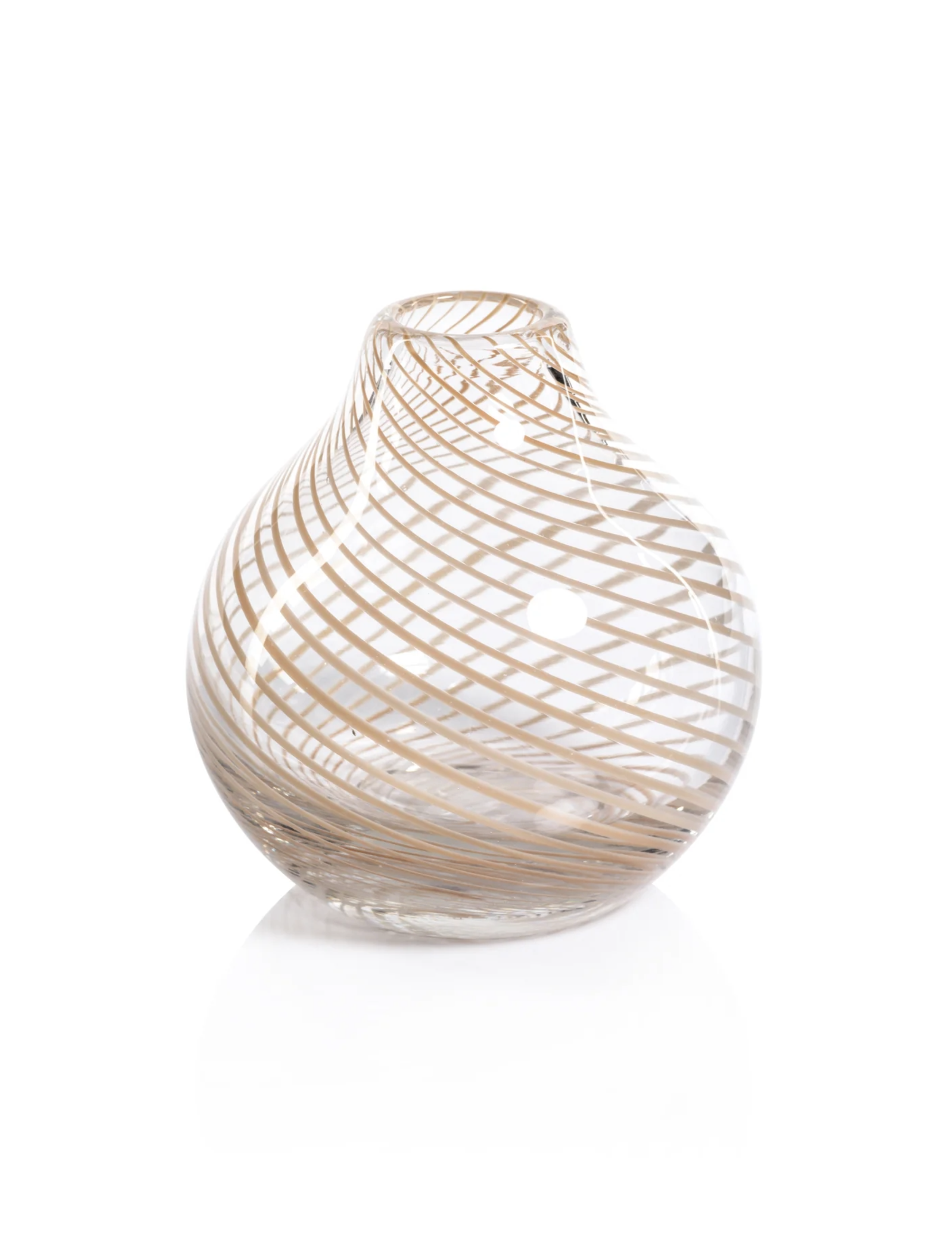 Claire Clear Bud Vase with Beige Swirl