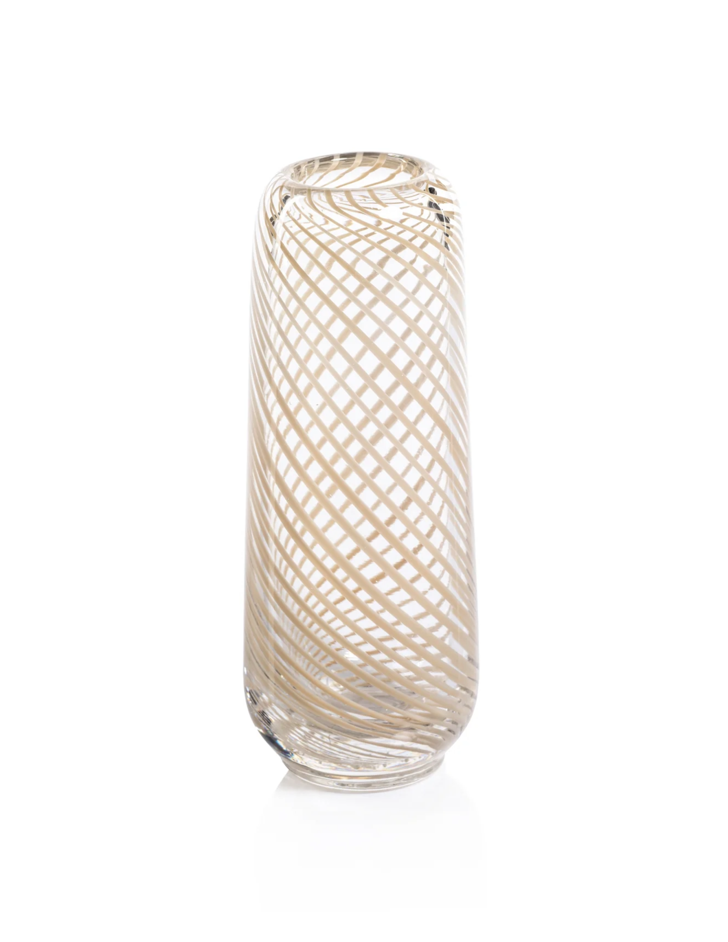 Claire Clear Bud Vase with Beige Swirl