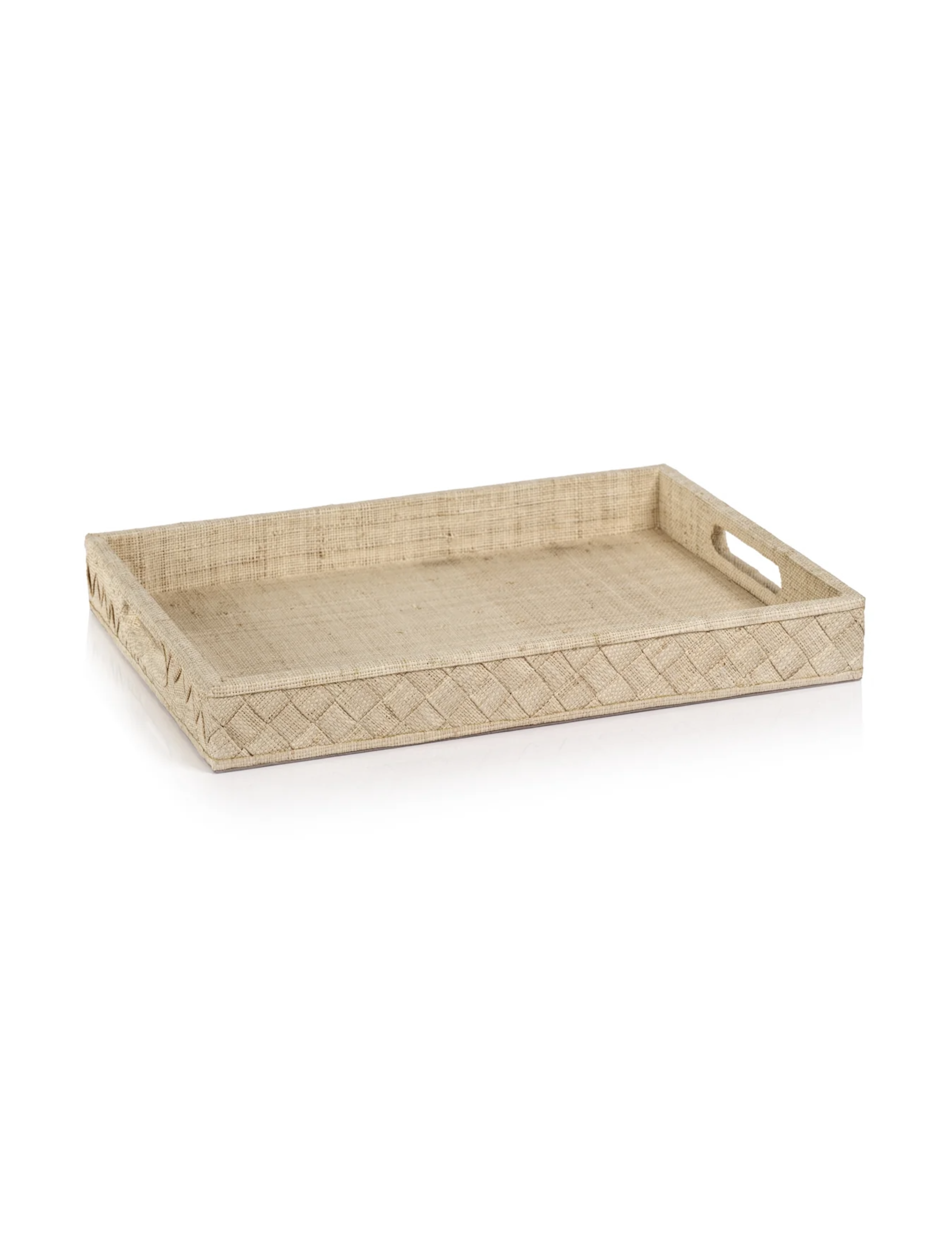 La Bocca Woven Raffia Serving Tray - Small