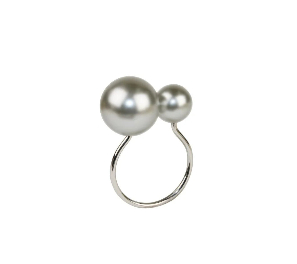 Pearl Napkin Ring Set/4 - Grey/Silver