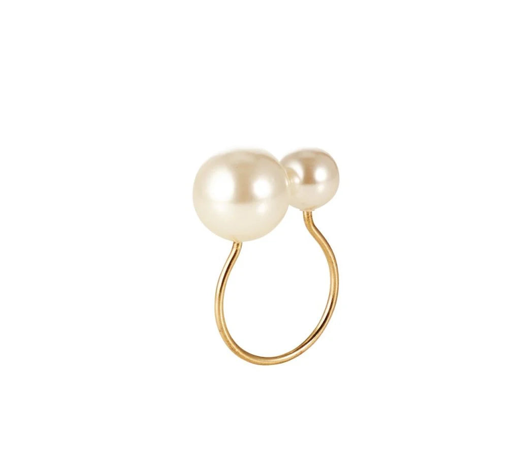 Pearl Napkin Ring Set/4 - White/Gold