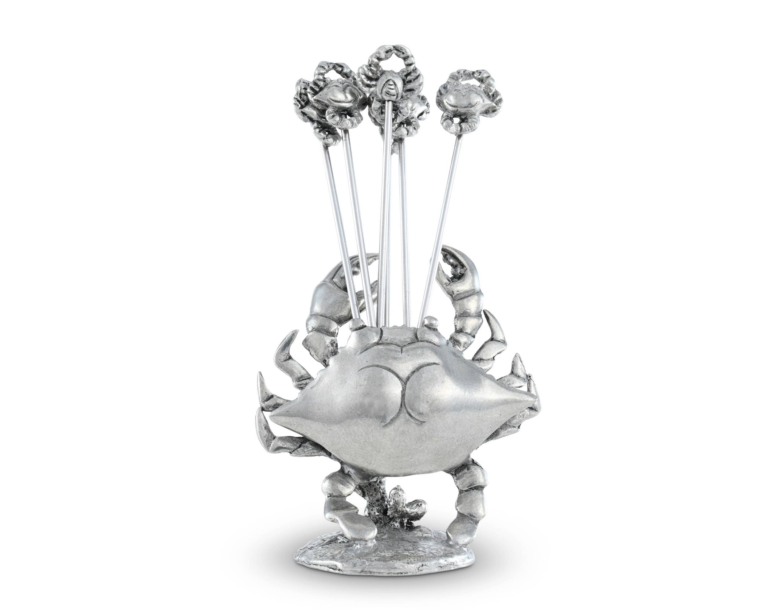 Pewter Cheese Pick Set - Blue Crab