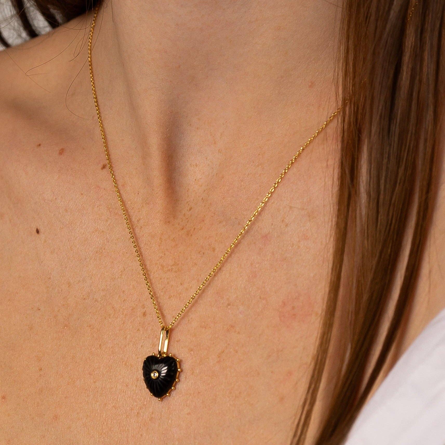 Isabel Onyx Heart Necklace