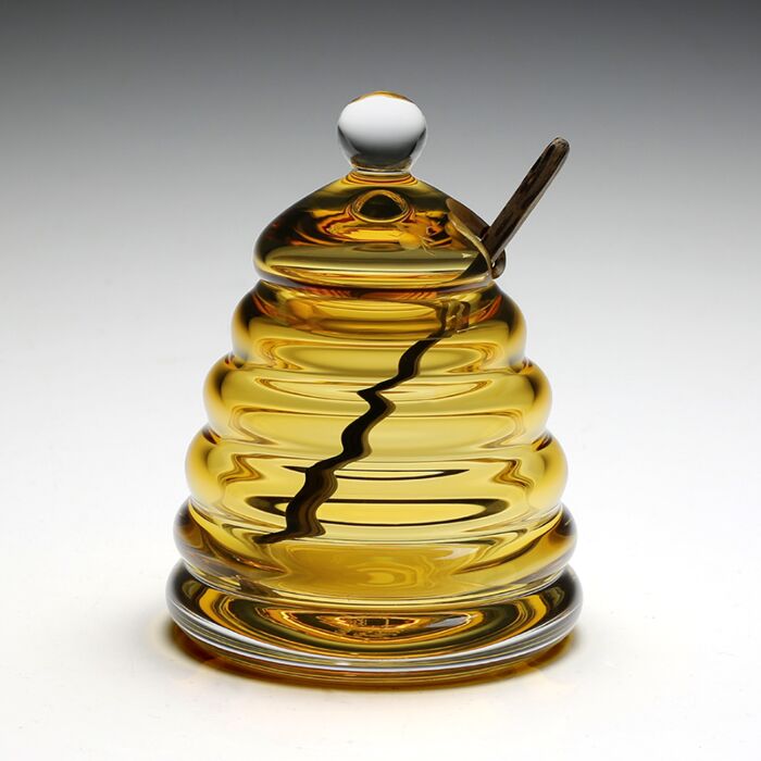 Honeycomb Honey Jar & Spoon
