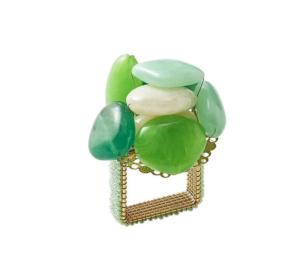 Sea Stone Napkin Ring Set/4 - Green